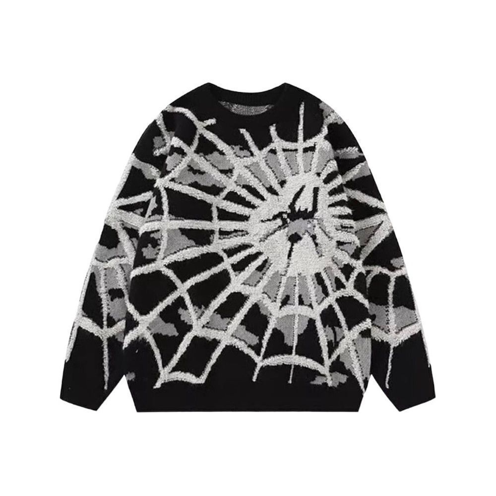 All Print Spider Web Knit Sweater Crewneck Size Medium